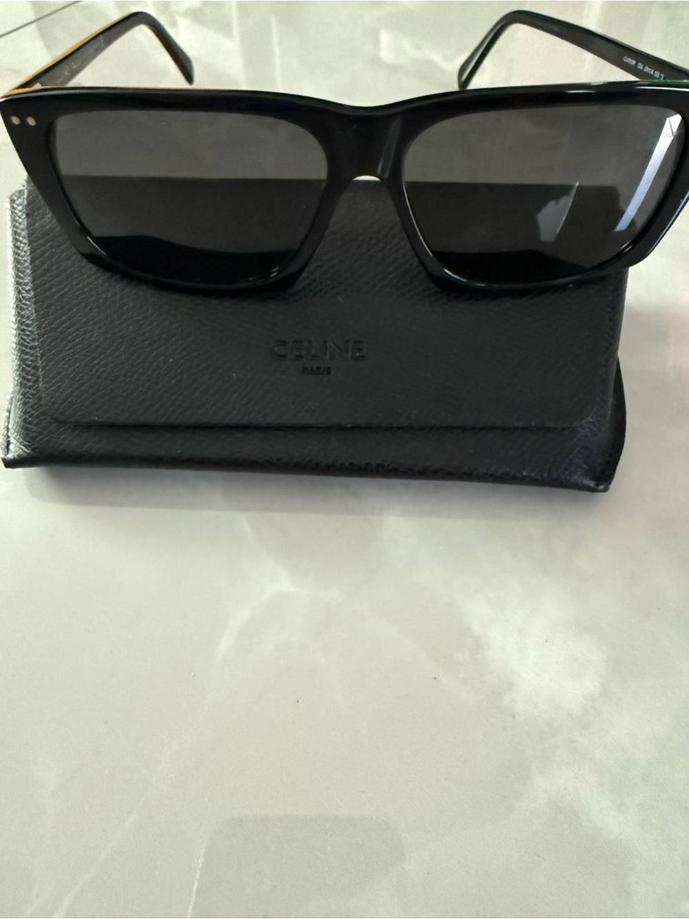 Celine Black Rectangular Acetate Sunglasses - Picture 6 of 7